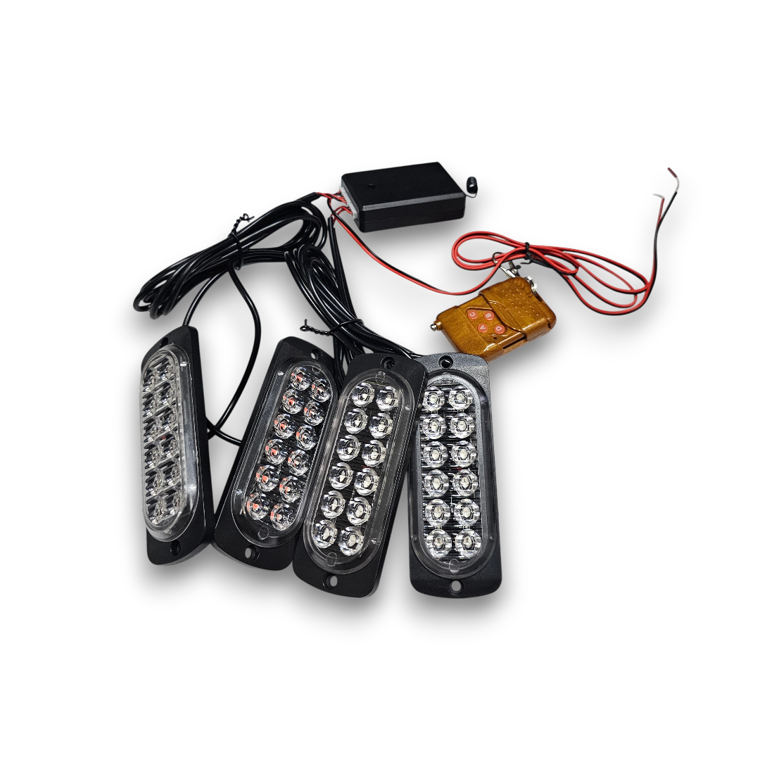 KIT X4 LUCES FEDERALES 12 LED + SWITCH - CONTROL INALÁMBRICO