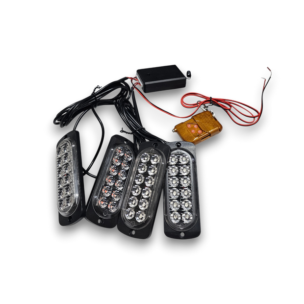 KIT X4 LUCES FEDERALES 12 LED + SWITCH - CONTROL INALÁMBRICO