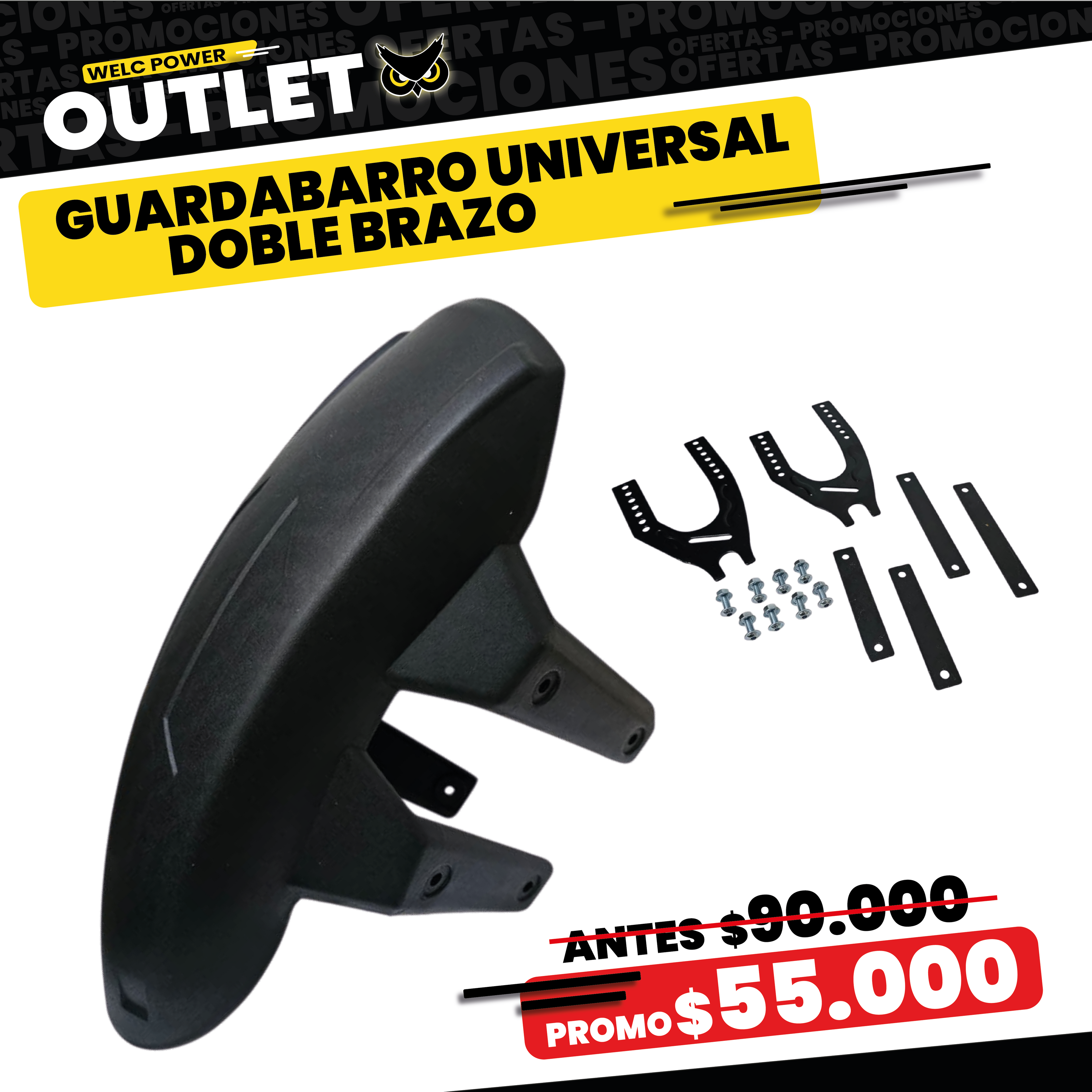 GUARDABARROS TRASERO UNIVERSAL DOBLE BRAZO