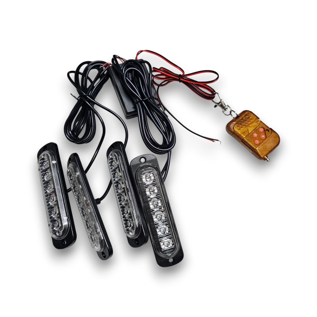 KIT X4 LUCES FEDERALES 6 LED + SWITCH - CONTROL INALÁMBRICO