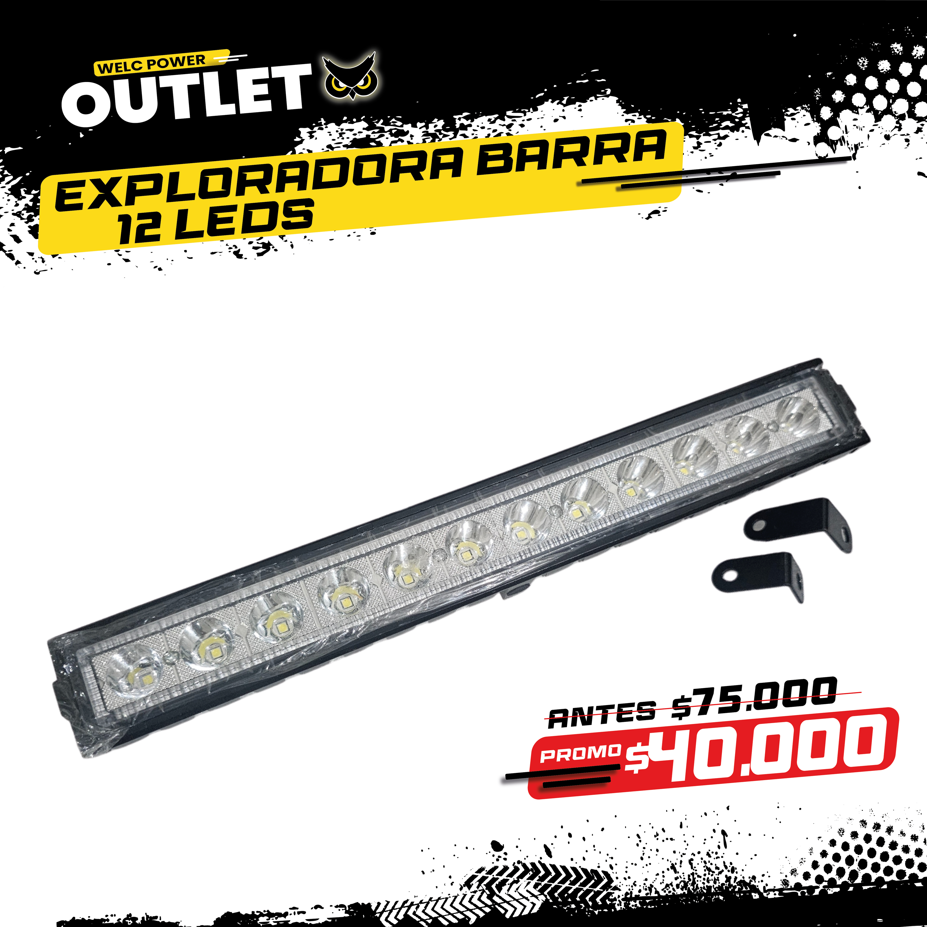 EXPLORADORA TIPO BARRA 12 LED RECTANDULAR
