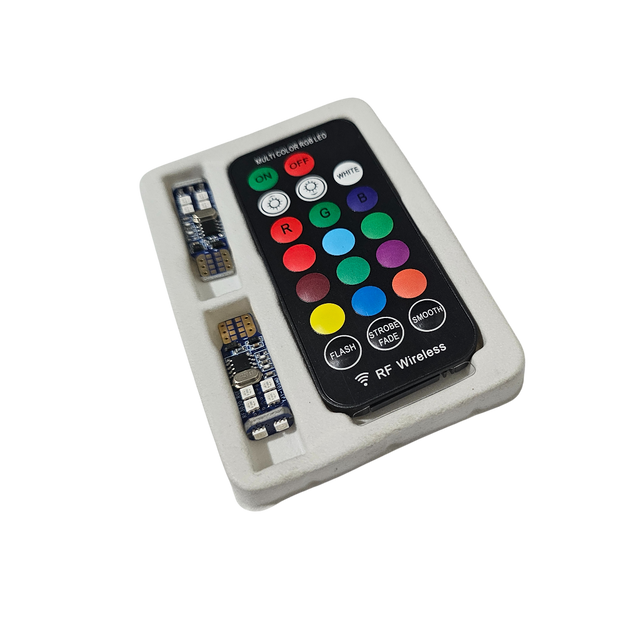 PAR BOMBILLOS COCUYOS T10 RGB BAYONETA + CONTROL INALÁMBRICO