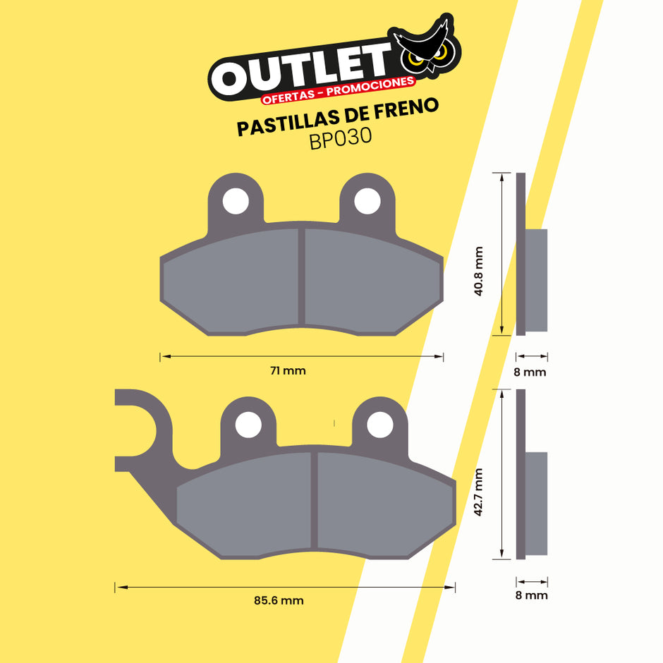 PASTILLAS DE FRENO PARA MOTOS - BP030 - CBI BRAKES