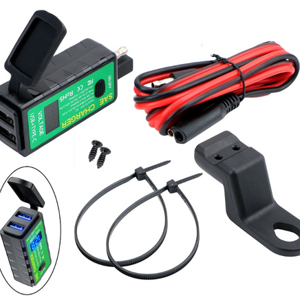 CARGADOR DOBLE USB CARGA RÁPIDA 3,1AH VERDE CON MEDIDOR DE VOLTAJE