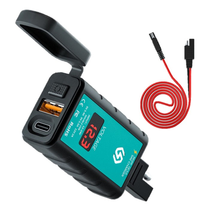 CARGADOR USB+USB C CARGA RÁPIDA 5,1AH  AZUL