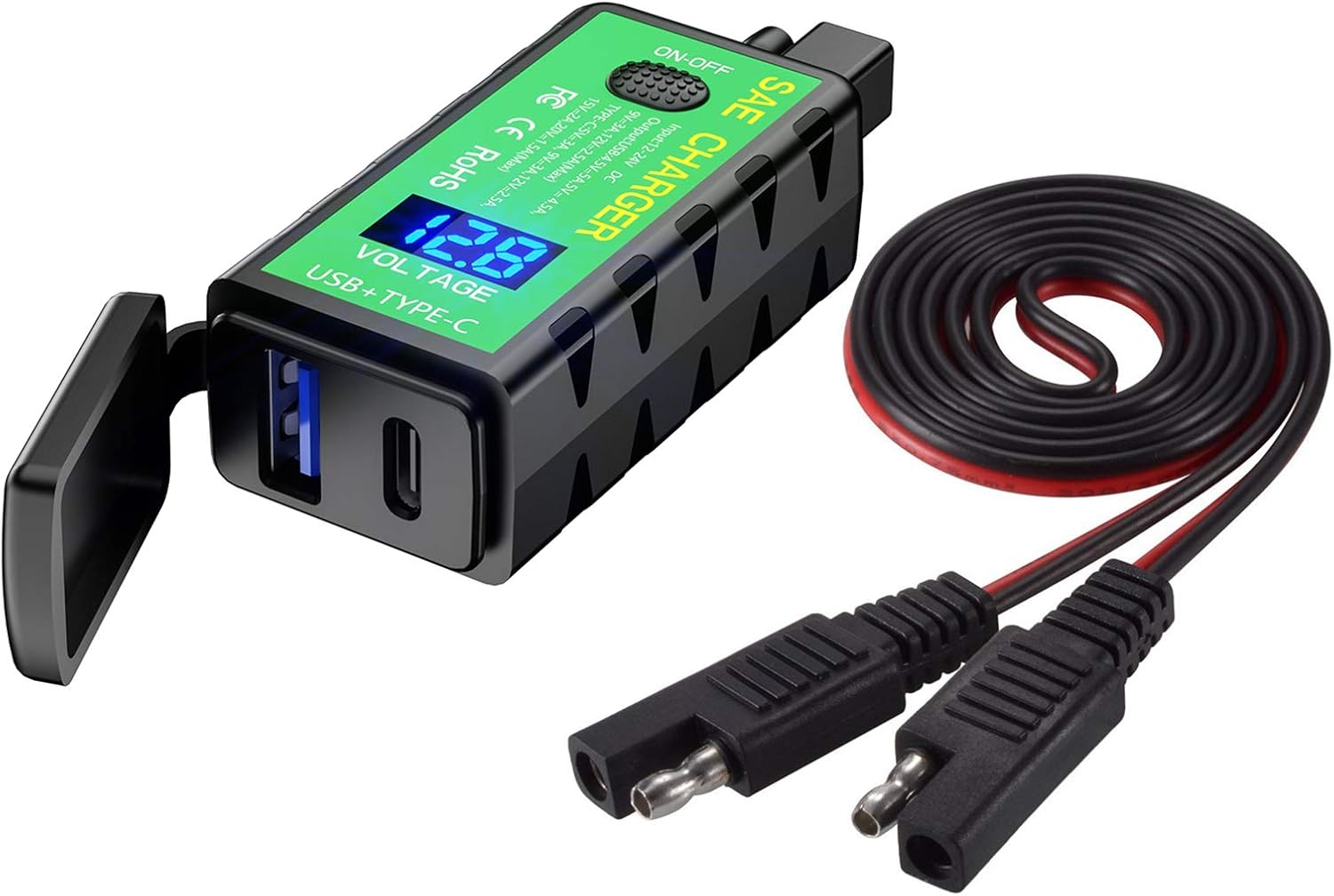 CARGADOR USB+USB TIPO C CARGA RAPIDA 5,1AH VERDE