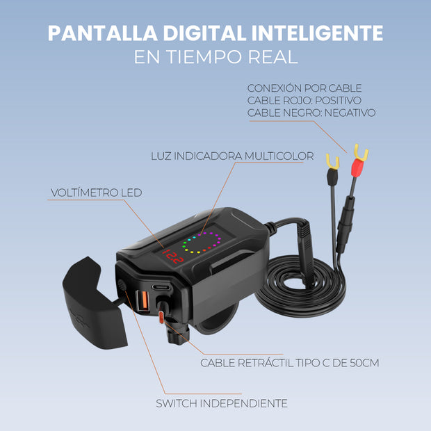 CARGADOR USB + USB TIPO C + CABLE USB TIPO C 50CM 30W
