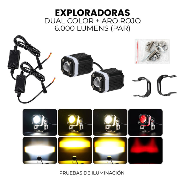 EXPLORADORAS DUAL COLOR + ARO ROJO (PAR)