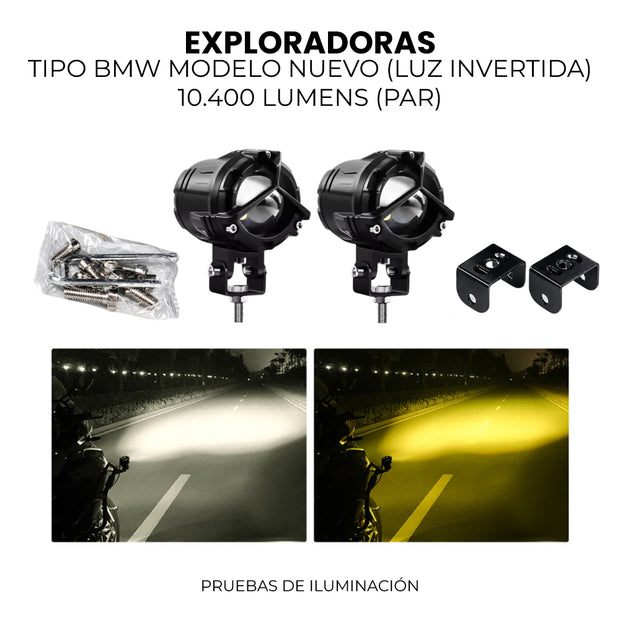 EXPLORADORAS TIPO BMW (PAR) MODELO NUEVO (LUZ INVERTIDA)