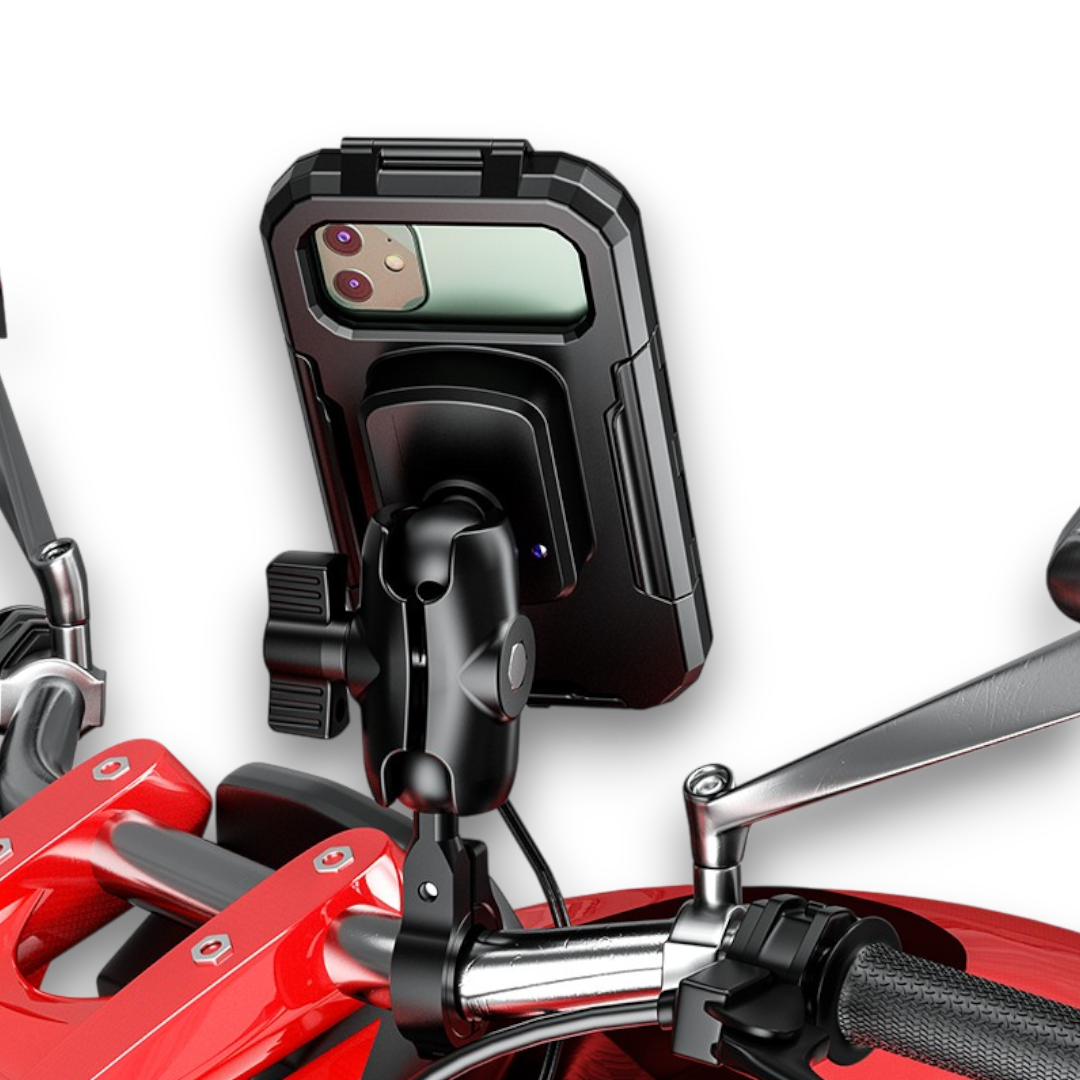 HOLDER  - SOPORTE DE CELULAR FULL IMPERMEABLE BRAZO TIPO RAM CON CARGADOR INALAMBRICO