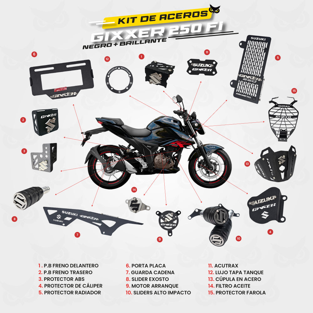 ARMADURA - KIT EN ACERO SUZUKI GIXXER 250 FI