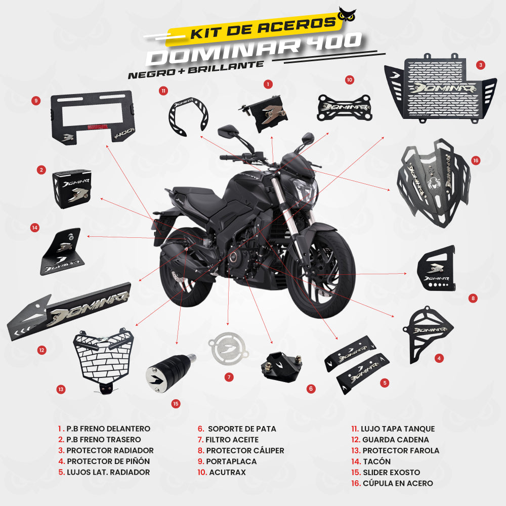 ARMADURA - KIT EN ACERO BAJAJ DOMINAR 400 UG