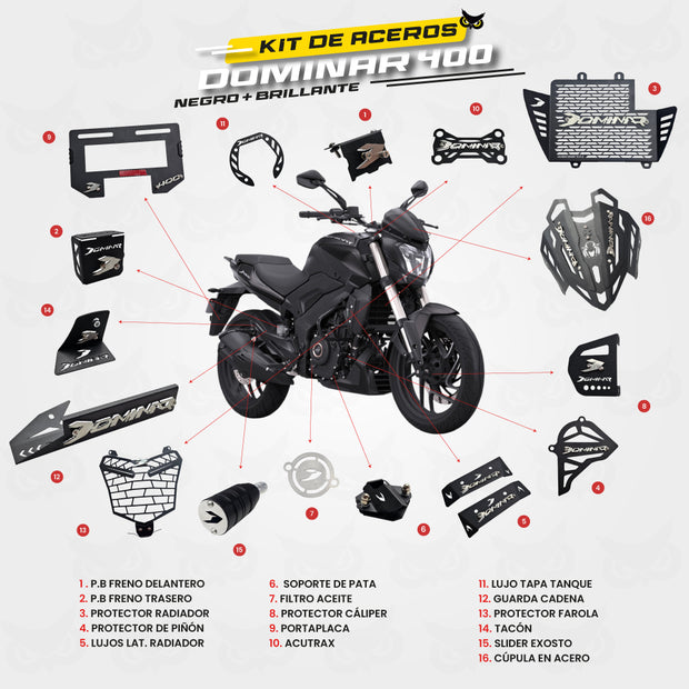 ARMADURA - KIT EN ACERO BAJAJ DOMINAR 400 UG