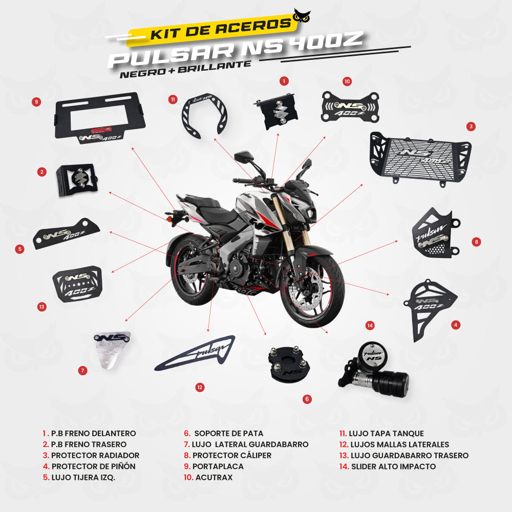 ARMADURA - KIT EN ACERO BAJAJ PULSAR NS400Z