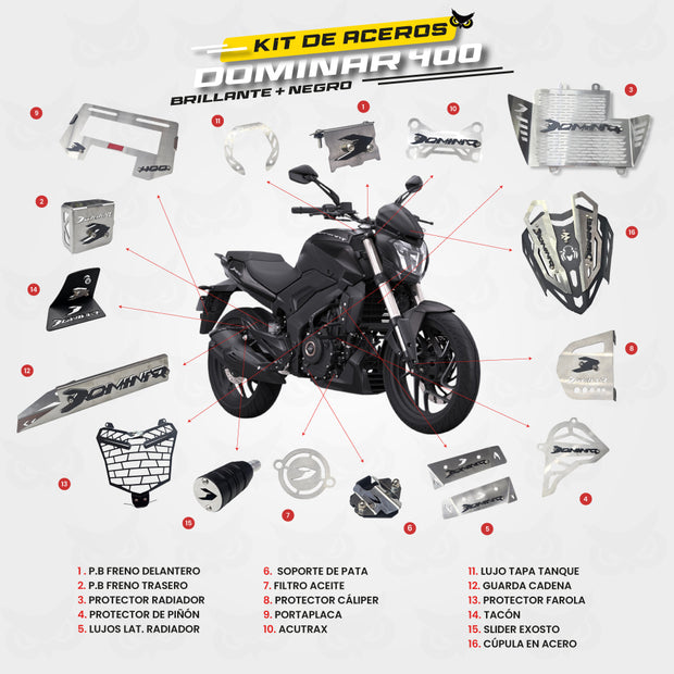 ARMADURA - KIT EN ACERO BAJAJ DOMINAR 400 UG