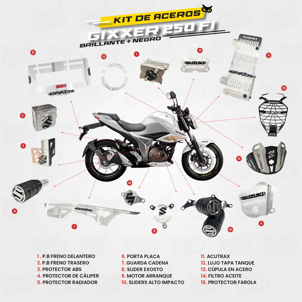ARMADURA - KIT EN ACERO SUZUKI GIXXER 250 FI