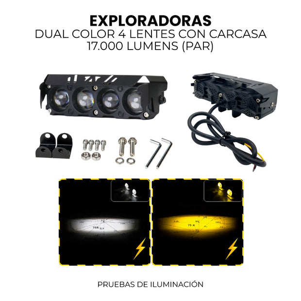 PAR EXPLORADORAS DUAL COLOR 4 LENTES CON CARCASA