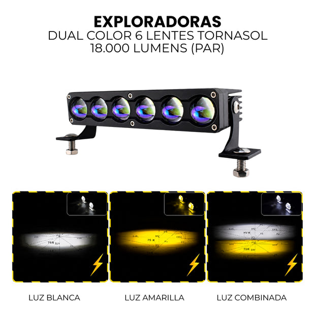 PAR EXPLORADORAS DUAL COLOR 6 LENTES TORNASOL