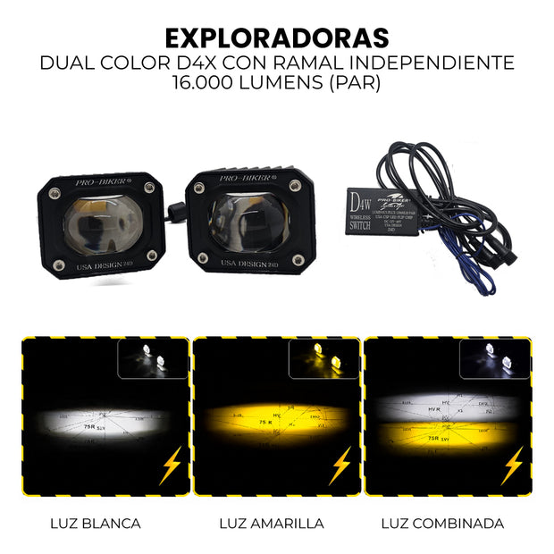 PAR EXPLORADORAS DUAL COLOR D4X (CON RAMAL INDEPENDIENTE)