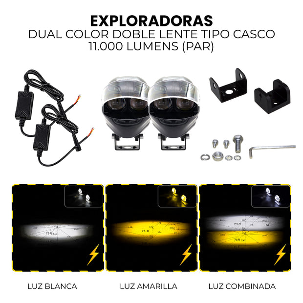 PAR EXPLORADORAS DUAL COLOR DOBLE LENTE TIPO CASCO