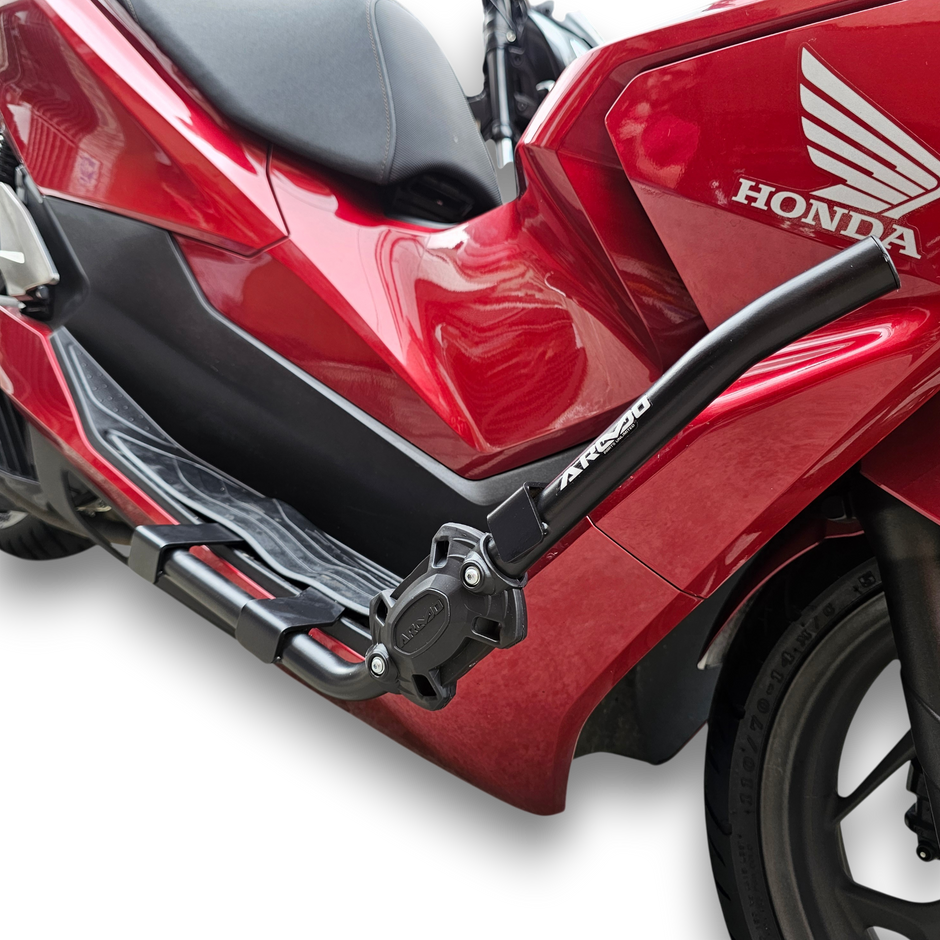 DEFENSAS CON SLIDERS ARMO DELANTERO Y TRASERO + BASE PARRILLA HONDA PCX - PCX 2.0