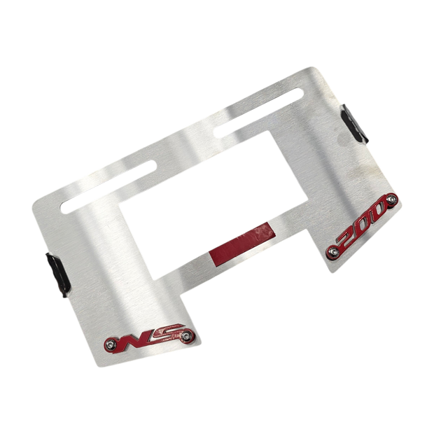 PORTA PLACA EN ACERO PULSAR NS 200 (CON ESPACIO PARA ROBALUZ)