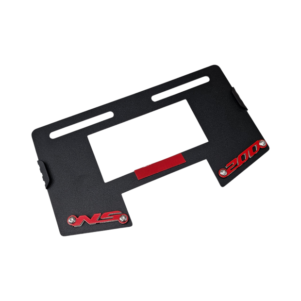 PORTA PLACA EN ACERO PULSAR NS 200 (CON ESPACIO PARA ROBALUZ)