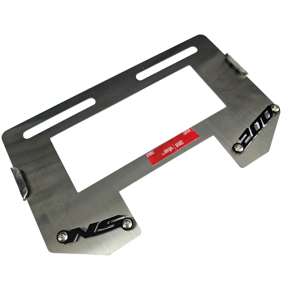 PORTA PLACA EN ACERO PULSAR NS 200 (CON ESPACIO PARA ROBALUZ)