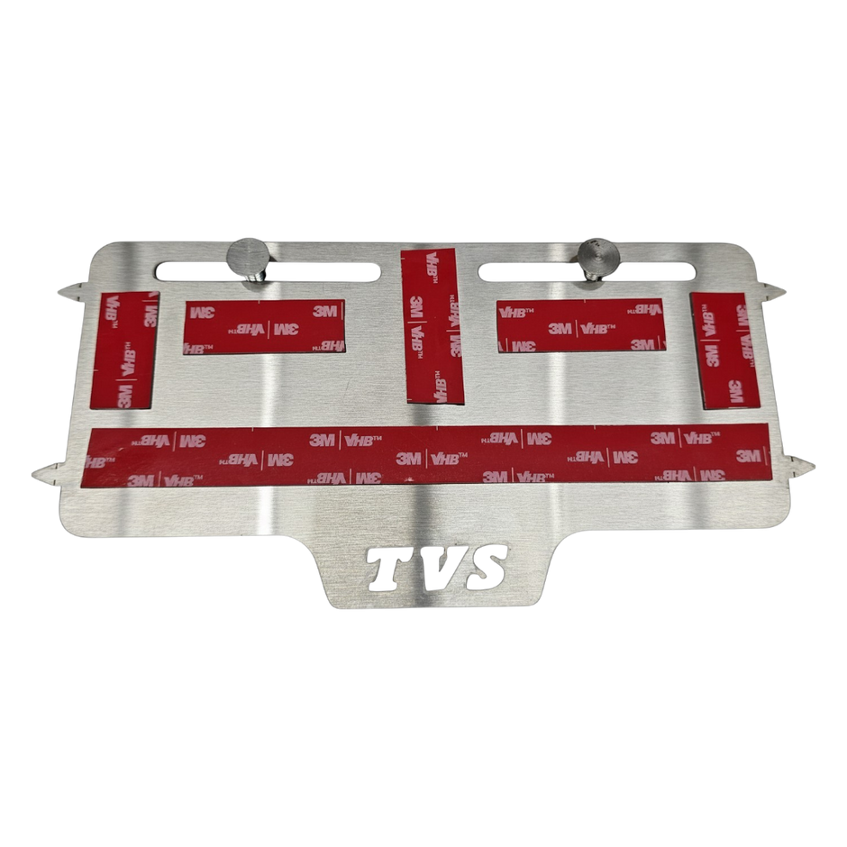 PORTA PLACA EN ACERO FLOTANTE SIN PERFORAR TVS