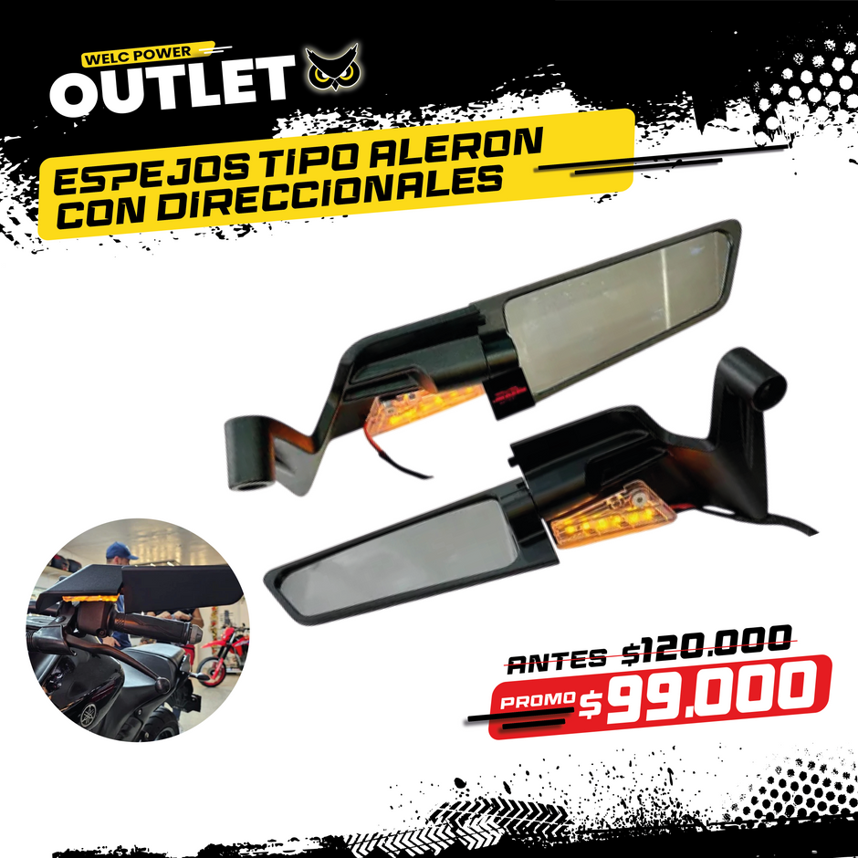 PAR ESPEJOS TIPO ALERON CON DIRECCIONALES