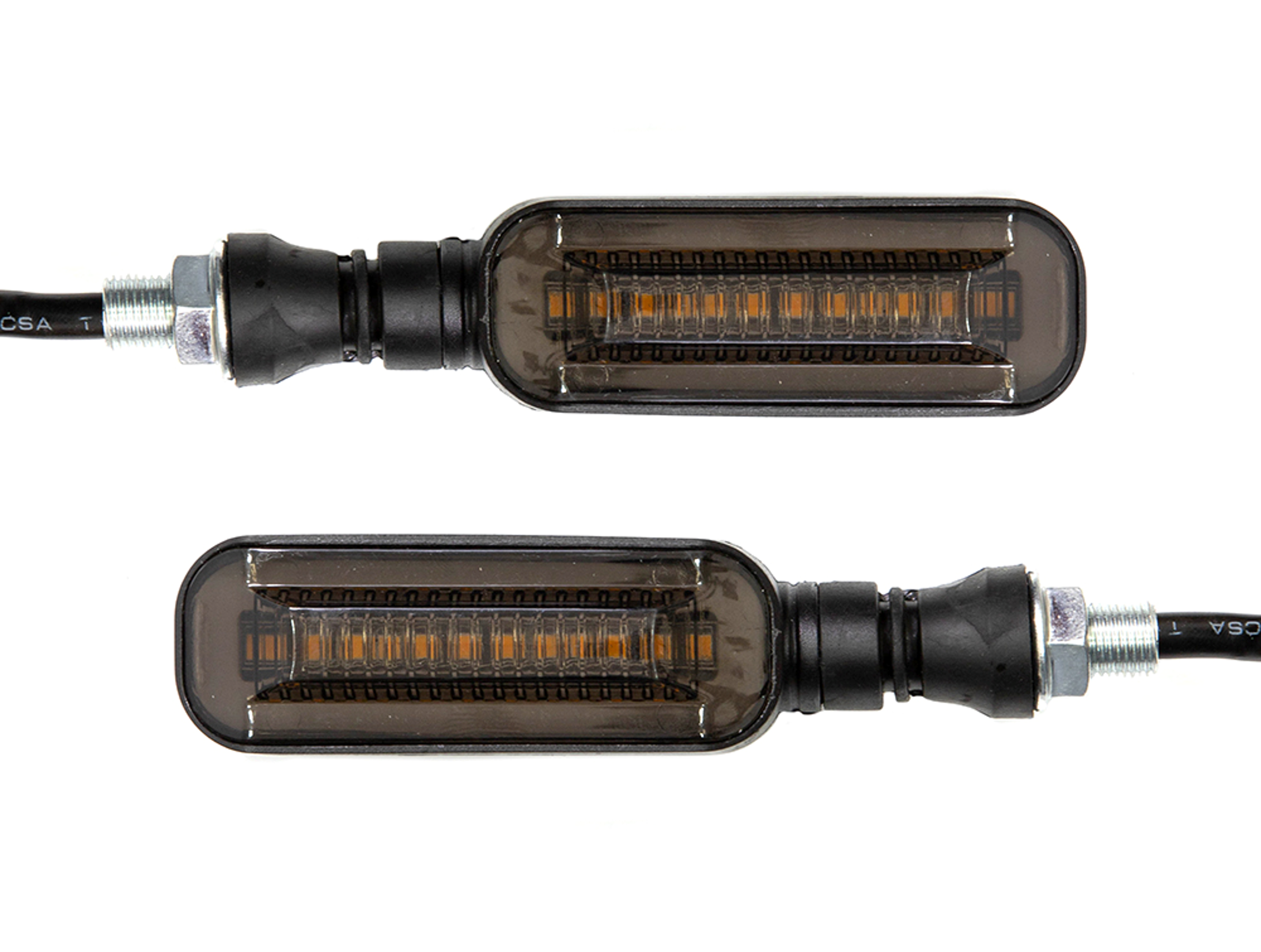 PAR DE DIRECCIONALES DELGADAS DE BARRIDO CON STOP AZUL