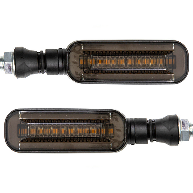 PAR DE DIRECCIONALES DELGADAS DE BARRIDO CON STOP AZUL