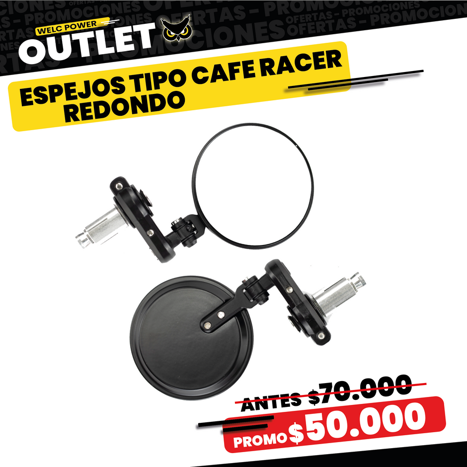 PAR ESPEJOS TIPO CAFE RACER REDONDO