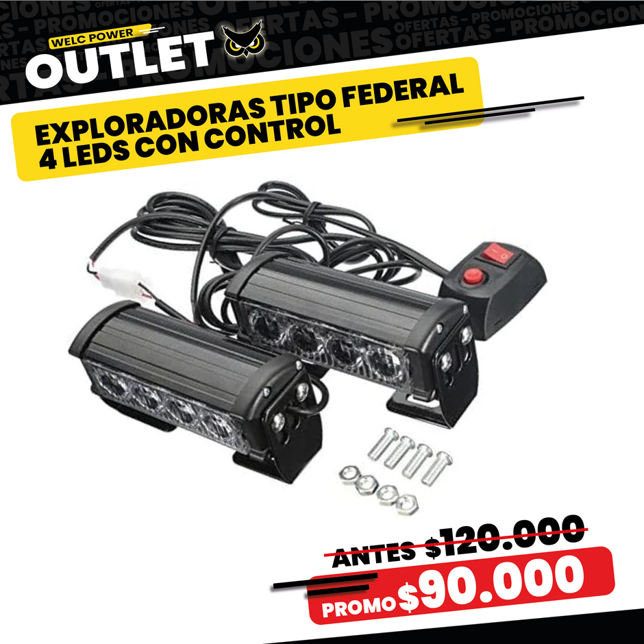 PAR EXPLORADORAS TIPO FEDERAL 4 LEDS CON CONTROL
