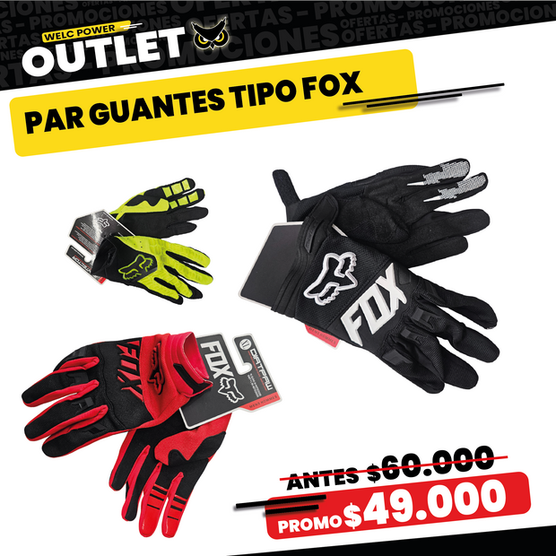 PAR GUANTES TIPO FOX (COLOR SUJETO A DISPONIBILIDAD)