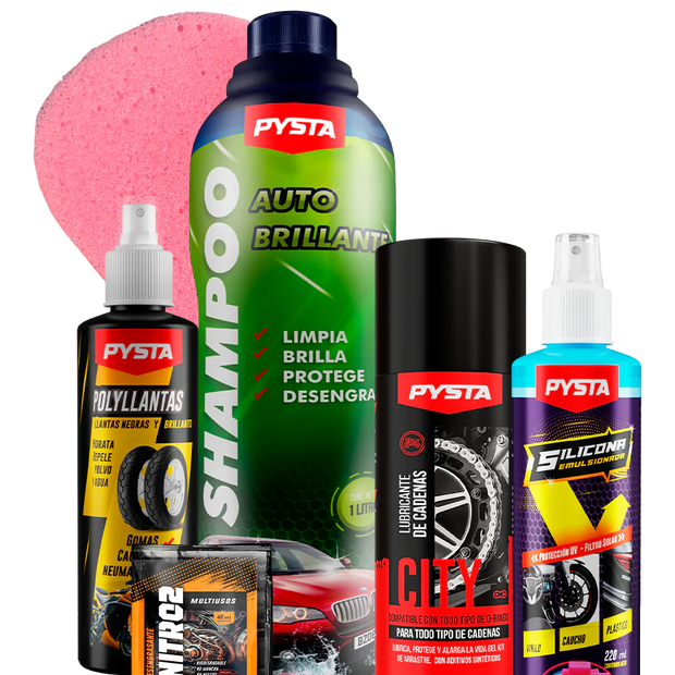 SUPER KIT LAVADO DE MOTO 200 ML PYSTA