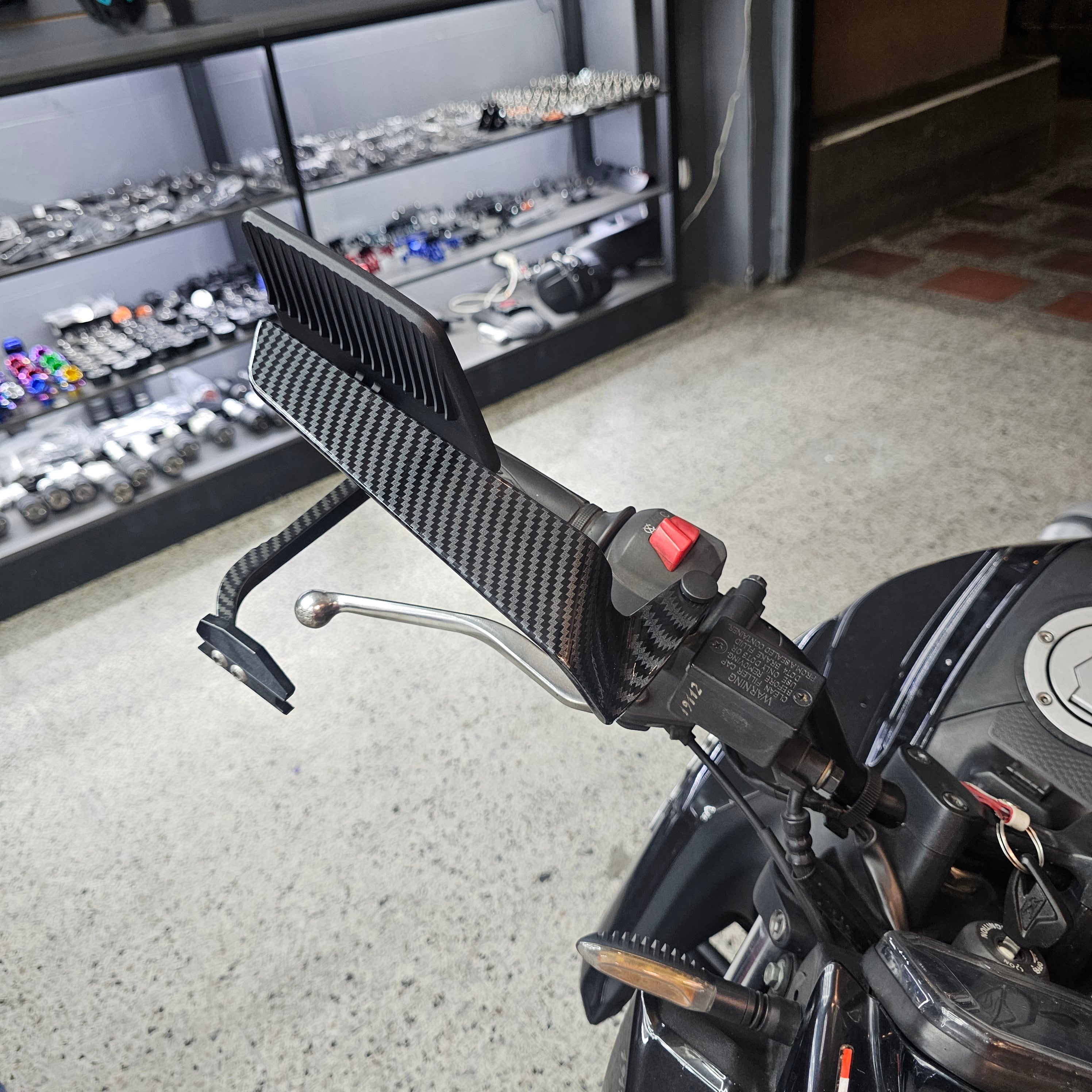 PAR ESPEJOS TIPO ALERON STEALTH MAX TIPO FIBRA DE CARBONO