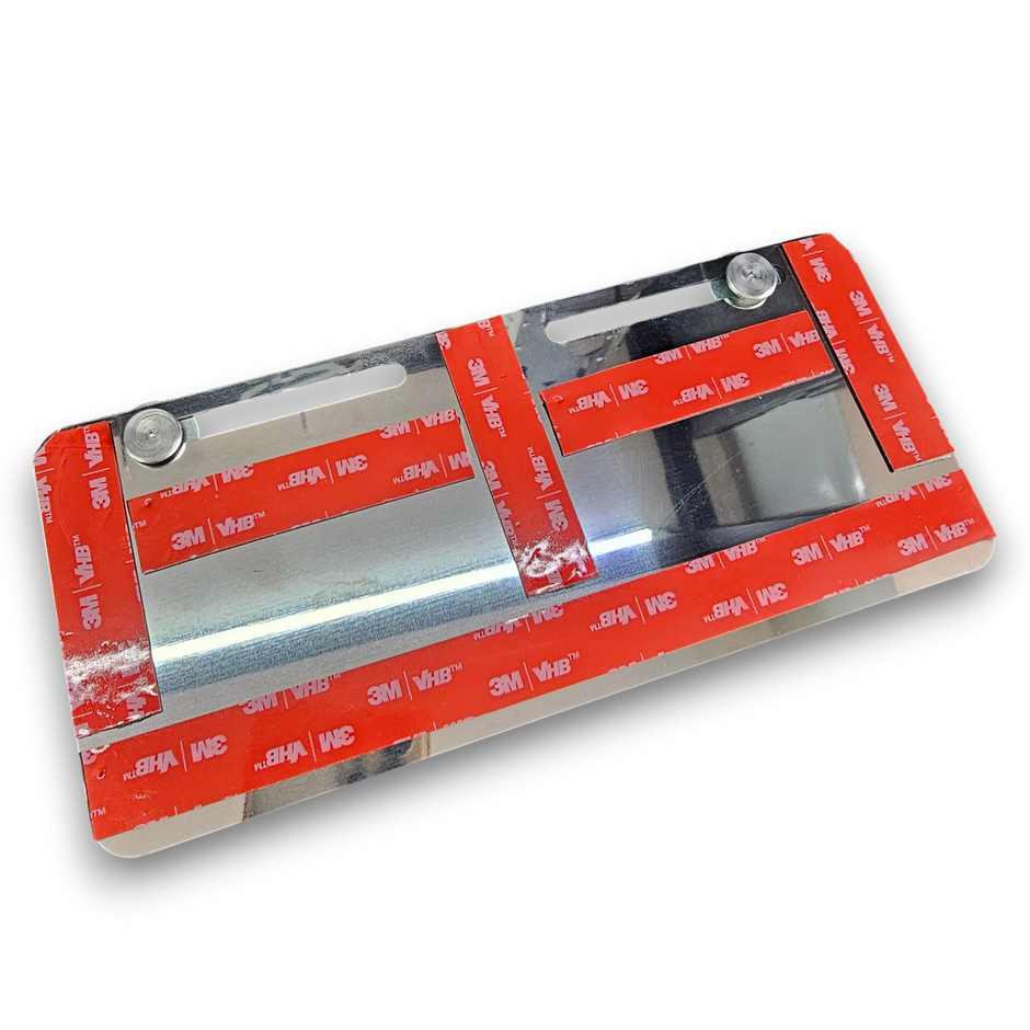 PORTA PLACA EN ACERO SIN PERFORAR FLOTANTE